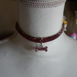 Pink Rhinestone Dog Collar Small